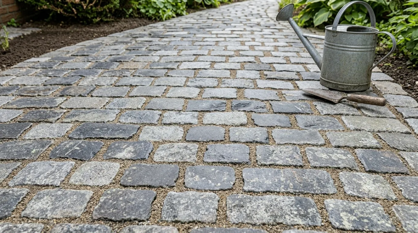 Pflasterweg nachher: sauber und frisch verfugt